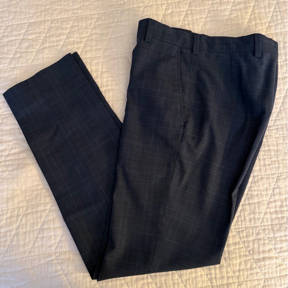 Boys Dark Plaid Dress Pants